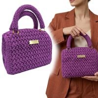 Torebka Handmade Fioletowa na suwak Rękodzieło