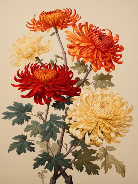 Plakat 75x100cm Tańczące Chryzantemy zdjęcie 1