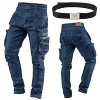 NEO Spodnie Robocze Męskie Jeans z Paskiem - Seria DENIM Stretch MOCNE
