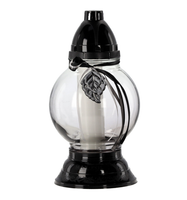 Znicz szklany 958 NT Liść Grafit MAX-POL DUŻY 33CM