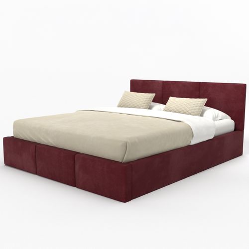 ŁÓŻKO TAPICEROWANE DO SYPIALNI 180x200 ŁÓŻKO PODWÓJNE Z POJEMNIKIEM BORDOWE na Arena.pl