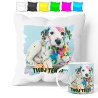 ZESTAW: KUBEK + POSZEWKA - SŁODKI PIESEK PIES - PREZENT WIELE WZORÓW + IMIĘ