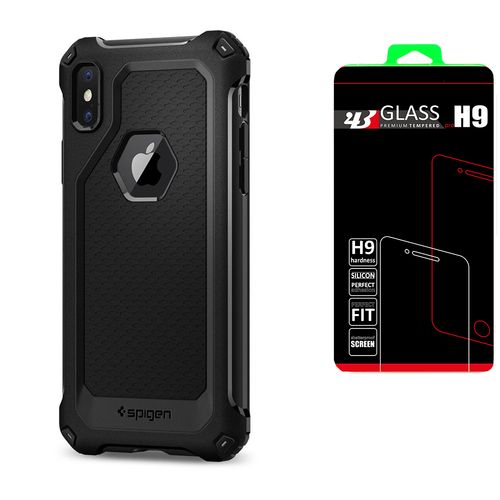 SPIGEN RUGGED ARMOR EXTRA Apple iPhone X - BLACK +szkło na Arena.pl