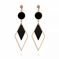 Kolczyki geometryczne czarne oczko długie wiszące eleganckie stalowe stal