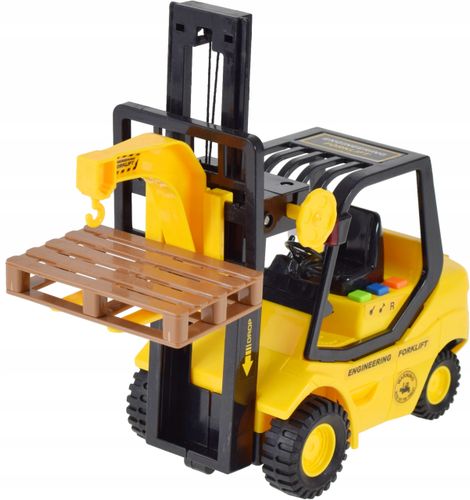 WÓZEK WIDŁOWY ZABAWKA DŹWIG Z HAKIEM Z NACIĄGIEM POJAZD BUDOWLANY NABATERIE na Arena.pl