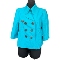 Płaszcz Damski Bawełniany Długi Wiosenny Niebieski Rozmiar 42 Stylowy