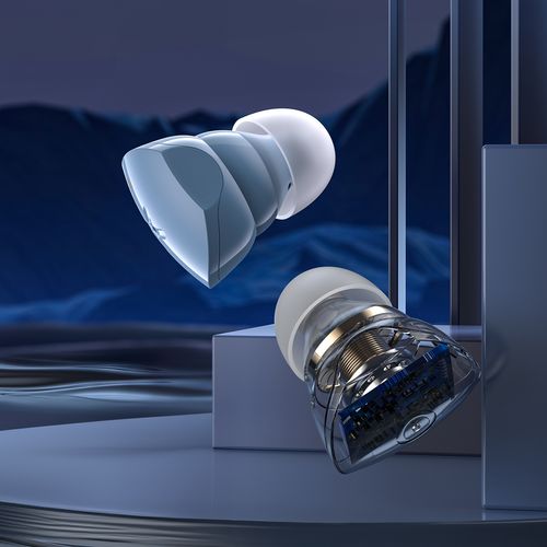 Słuchawki bezprzewodowe TWS Bluetooth 5.3 LightAura VocalSound - niebieskie na Arena.pl