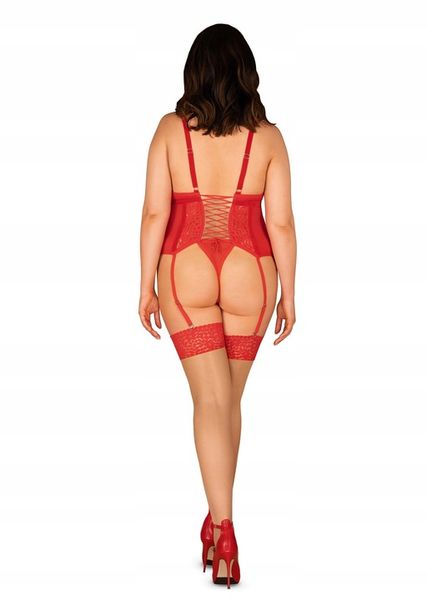 Obsessive Blossmina Gorset Plus Size Red 4XL/5XL zdjęcie 9