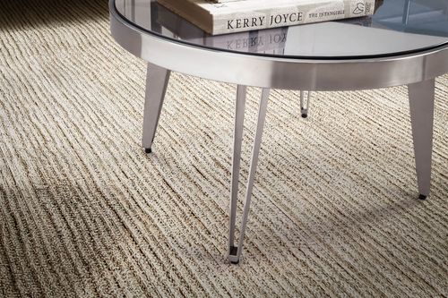 Stolik kawowy okrągły szklany blat srebrna rama na Arena.pl