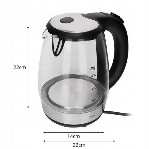 CZAJNIK ELEKTRYCZNY BEZPRZEWODOWY SZKLANY C415 ELDOM 2200 W 1,7 l na Arena.pl