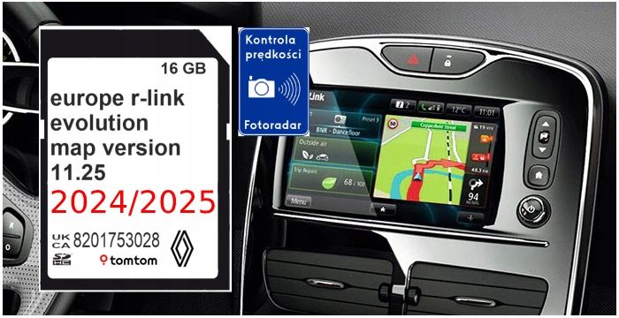 MAPA KARTA RENAULT R-LINK TOMTOM EVOLUTION LIVE 2024/2025 11.25 EU RADARY zdjęcie 2