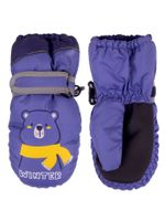 Rękawiczki narciarskie dziecięce jednopalczaste fioletowe miś 10 cm YOCLUB