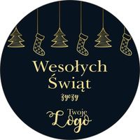 NAKLEJKI ŚWIĄTECZNE z LOGO REKLAMOWE firmowe samoprzylepne 10 cm 500 szt