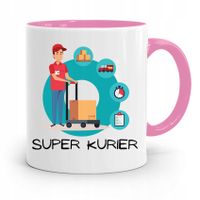 Kubek Różowy Dla Kuriera Super Kurier Prezent Z Nadrukiem Ze Zdjęciem