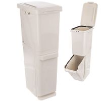 Kosz do Segregacji Odpadów na Śmieci Plastikowy Podwójny Piętrowy 2 x 17,5L