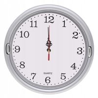 ZEGAR ŚCIENNY 23cm Cichy Płynna Praca DUŻE Cyfry SREBRNY A5918