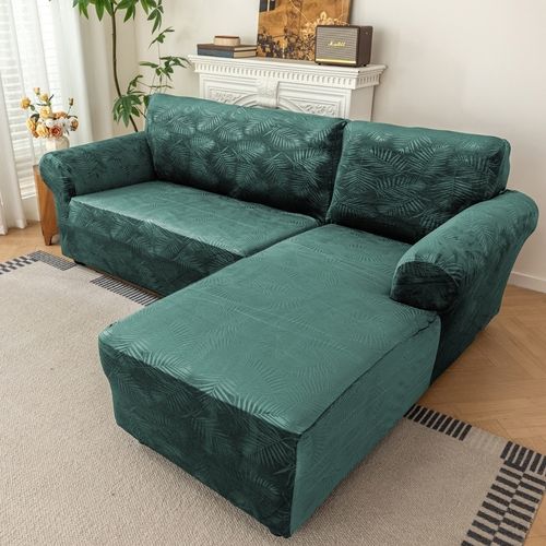 POKROWIEC NA NAROŻNIK KANAPĘ SOFĘ WELUR PREMIUM PALMOWE LIŚCIE PRAWY 3+2OS na Arena.pl