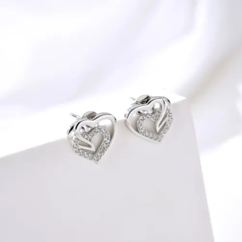 SREBRNE KOLCZYKI 925 WKRĘTKI SERCA DLA KOBIETY, KOLCZYKI SZTYFTY SREBRO 925 na Arena.pl