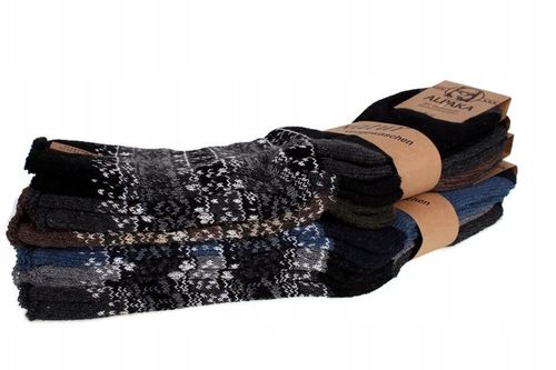 6 par SKARPETY SKARPETKI MĘSKIE CIEPŁE GRUBE WEŁNIANE TERMO ZIMOWE 43-46 na Arena.pl