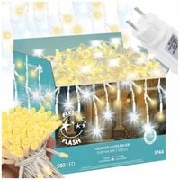 LAMPKI ZEWNĘTRZNE SOPLE 500LED IP44 BIAŁE STAŁE ŚWIATŁO FLASH 22,5m KURTYNA