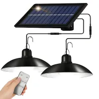 Lampa solarna led wisząca ogrodowa zewnętrzna z pilotem czujnik nocy