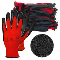 MOCNE RĘKAWICE rękawiczki ROBOCZE Ogrodowe Powlekane Lateksem BHP 12 par 10