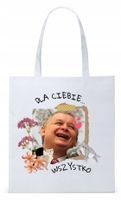 Donald Tusk Platforma Torba Eco Biała Shopper Z Nadrukiem Ze Zdjęciem