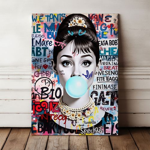 Obraz na płótnie audrey hepburn z balonem 50x70 cm na Arena.pl
