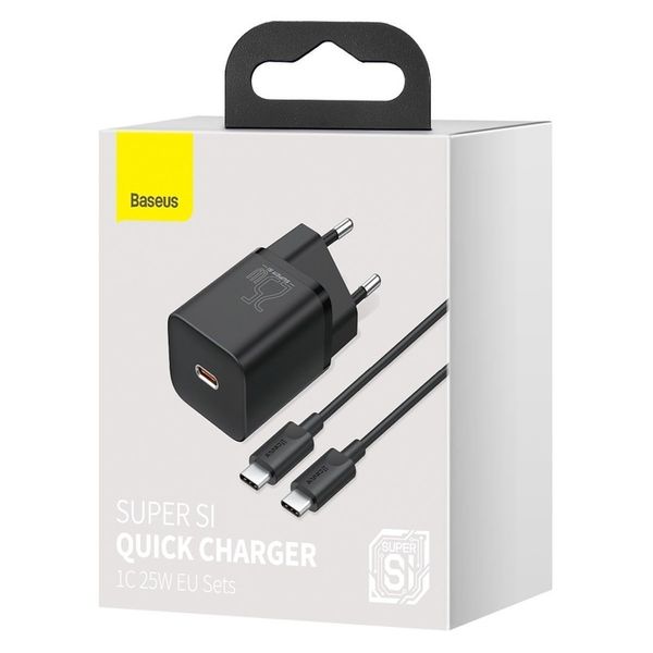 BASEUS ŁADOWARKA SIECIOWA KOSTKA ZASILACZ USB-C PD 25W Z KABLEM USB-C 1M zdjęcie 2