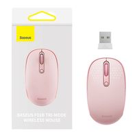 bezprzewodowa myszka baseus f01b tri-mode 2.4g bt5.0  1600dpi(różowa)