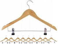 WIESZAKI DREWNIANE Z POPRZECZKĄ KLIPSAMI NA UBRANIA SPÓDNICZKĘ ZESTAW