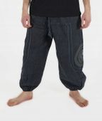 Luźne szerokie baggy przecierane spodnie z haftem OM | SZARE | z Nepalu