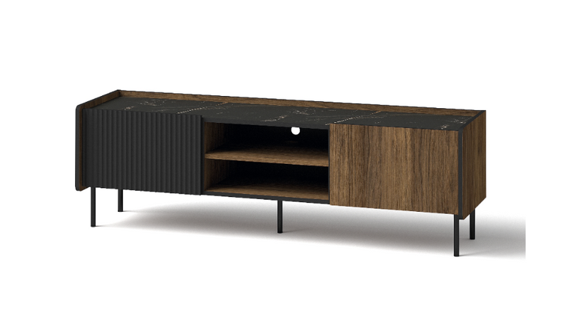 Nowoczesna Szafka RTV Mała Orzech 2D 150 cm PRESTIM DL zdjęcie 1