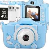 APARAT CYFROWY DLA DZIECI Dziecka Fotograficzny NIEBIESKI KOTEK + KARTA 4GB