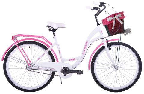 (26K19-S3) Rower miejski damski 26 Kozbike biało-różowy