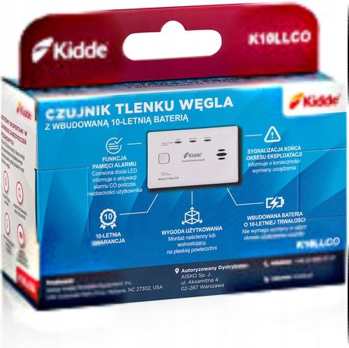 Czujnik tlenku węgla Kidde K10LLCO biały na Arena.pl