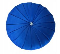 Poduszka dekoracja ozdobna okrągła welur niebieska