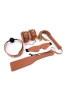zestaw bdsm blaze elite dream toys cognac ze skóry wegańskiej