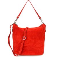 VERA PELLE torebka damska zamszowa listonoszka z paskiem V027 czerwona