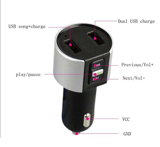 TRANSMITER FM ŁADOWARKA BLUETOOTH 3.4A 2X USB SAMOCHODOWA zdjęcie 4