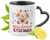 Kubek Czarny Z Uszkiem W Kształcie Serca Dla Stefanii Idealny Prezent