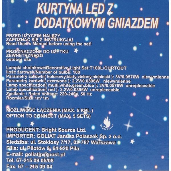 KURTYNA SOPLE 100 LED GNIAZDO IP44 CZERWONA zdjęcie 4