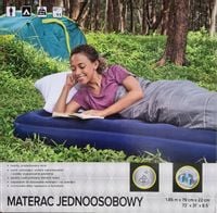 Materac dmuchany 1 osobowy welurowy namiot biwak niebieski