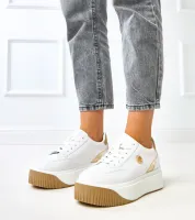 Białe sneakersy na platformie ze złotym motywem Baresi 36