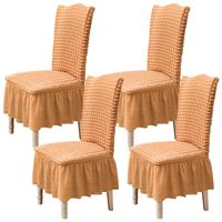 Zestaw 4 Elastyczne Pokrowce na Krzesła Pomarańczowe Dekoracyjne Spandex