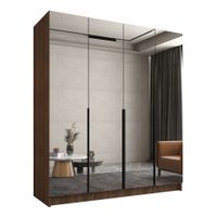 Szafa SANTI III 200 cm z lustrem-pojemna garderoba-ORZECH WARMIA+CZARNY