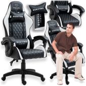 FOTEL GAMINGOWY BIUROWY KRZESŁO GRACZA OBROTOWY CARBON PORZĄDNY KUBEŁKOWY