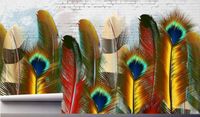 Fototapeta EGZOTYCZNE PIÓRA CEGLANY MUR 3D 130x80