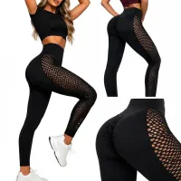 Legginsy damskie push up modelujące wysoki stan fitness czarne S/M