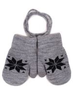 Rękawiczki chłopięce jeden palec ze sznurkiem wzór szare 14 cm YOCLUB